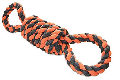 Nuts for Knots Extreme Rope Coil Figure of 8 Dog Tugger Toy Strong Fun Interactive Chewing Playing Retrieve Durable for Large Medium and Small Breeds