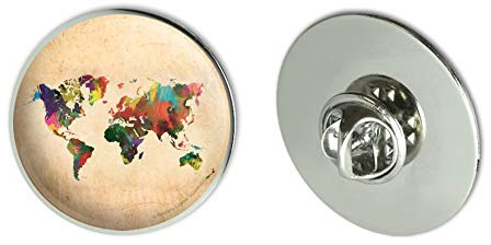 Colorful Rainbow Map of the World Earth Globe Metal 1.1 Tie Tack Hat Lapel Pin Pinback