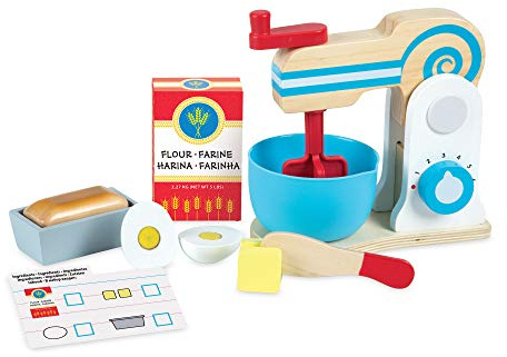 Melissa & Doug Wooden Make-a-Cake Mixer Set | Pretend Play | Play Food | 3+ | Gift for Boy or Girl