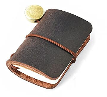 Jurxy Carnet de voyage en cuir minuscule Journal rechargeable Cahier miniature Journal de poupée Vintage Mini Taille Carnet de voyage 4,8cm x 3,2cm - Marron foncé
