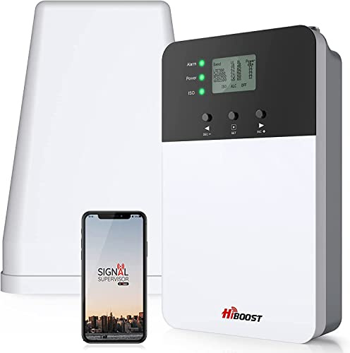 HiBoost Amplificateur de signal de téléphone portable pour la maison et le bureau, couvre jusqu'à 1,2 m², support 5G, compatible avec AT&T, T-Mobile, Verizon, Sprint et plus encore.