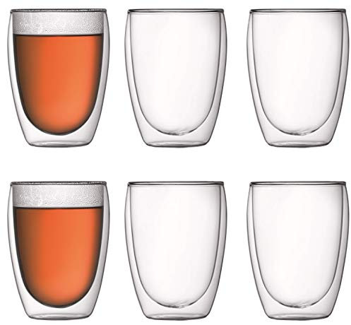 Bodum PAVINA Juego de 6 Vasos, Doble Pared, Vidrio de borosilicato, Crema, 6 Unidad (Paquete de 1)