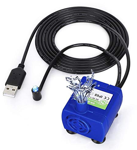 Zerodis Bomba de Fuente para Mascotas de Repuesto, Motor Compatible con Bomba de Fuentes de Agua Cat con Cable de alimentación de 5,9 pies y luz LED