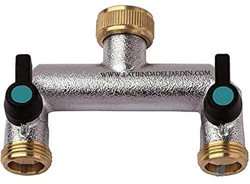 Suinga Robinet double Sortie 3/4. Entrée Femelle 3/4.Vanne 2 Voies.Laiton.Raccord Plomberie.pour Tuyau Arrosage, Robinet Cuve 1000L, Distributeur Eau, Raccord Tuyau d'Arrosage