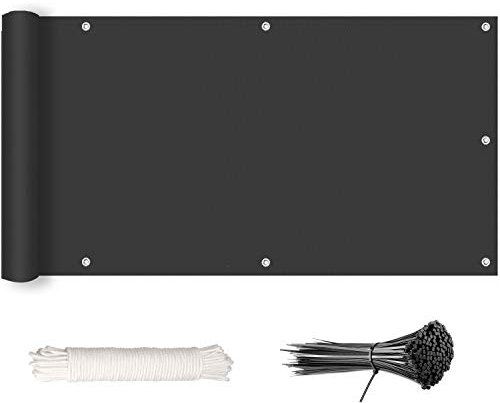 ROBAG Balkon Sichtschutz Balkonumspannung, Balkon sichtschutz Ideen Wind- und UV-Schutz 100% Privatsphäre, für den Gartenzaun oder Balkon, 95x350cm, Anthrazit