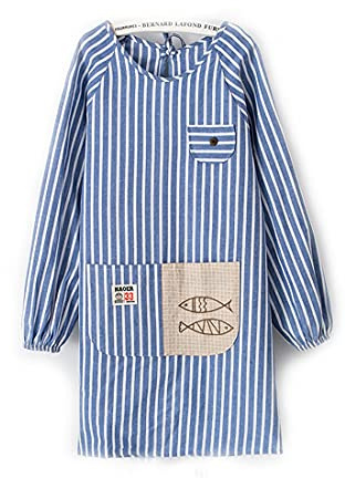 Xlabor Apron with Sleeves Waterproof Anti-Oil Fabric Painting Apron with Pocket Kitchen Apron Bib Apron Cooking Apron Blue