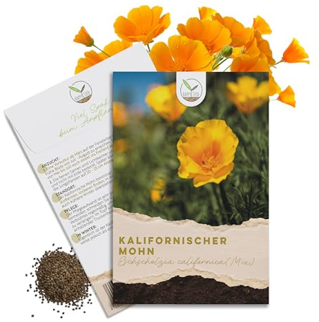 Kalifornischer Mohn Samen Mix (Eschscholzia californica) - Wunderschön blühende Mohnblumen mit langer Blütezeit für eine bunte Blumenwiese (Kalifornischer Mohn)