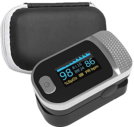 Oxímetro de Pulso para Adultos, Oxígeno En Sangre, Monitor Spo2, Oxímetro de Dedo con Pantalla OLED, Frecuencia de Pulso Y Pantallas de Valor Spo2 Black
