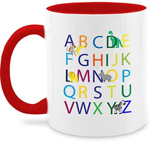 Tasse Tassen 325ml - Geschenk Schulanfang - ABC Einschulung - 325 ml - Rot - einschultasse schulanfangsgeschenke abcd schokotasse einschulungstasse schulkind alphabet kaffeetasse