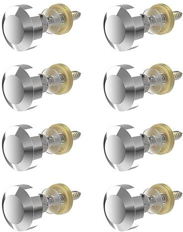 FOCMKEAS 8 PCS 20mm(0.79) Mirror Screws, Brass Decorative Caps Cover Fasteners, Metal Mirror Nails, Polished Beveled Silver Lid (Bright Silver)