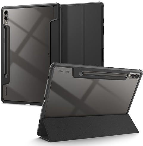Spigen Ultra Hybrid Pro Hülle für Galaxy Tab S10+ (2024) / S9+ (2023) | Transparente Hülle mit S Pen Halter, Tri Fold Standfunktion, Auto Sleep und Wake - Schwarz