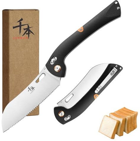 SENBON 440 Sharp Falten Brot Messer G10 Griff Camping Outdoor Back Clip Tragbares Brot Messer