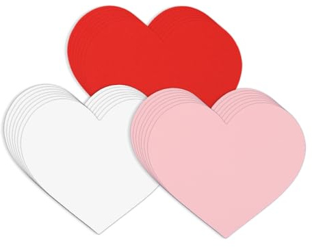 72pcs 15,3x13,2cm Découpes en Papier Cour, 3 couleurs Grandes Découpes en Forme de Cour Double Face Papier Cartonné Cour d'Amour Artisanat Saint-Valentin pour Tableau d'Affichage