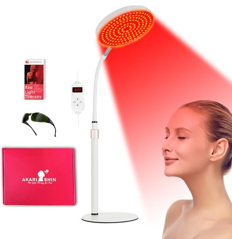 Lampada per terapia con luce rossa Arikashin per trattamenti viso e corpo con supporto regolabile in altezza, 120 LED, 590 nm, 660 nm, 660 nm + 940 nm - Allevia il dolore muscolare, rivitalizza la
