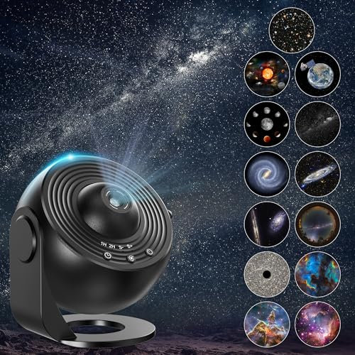 Macchiatto Upgrade Proiettore Stelle Soffitto Planetarium Projector PRO, Galaxy Projector Lamp with 13 Planet Discs, Timer, Luce Notturna Proiettore Stellato per Bambini Adulti Bianco
