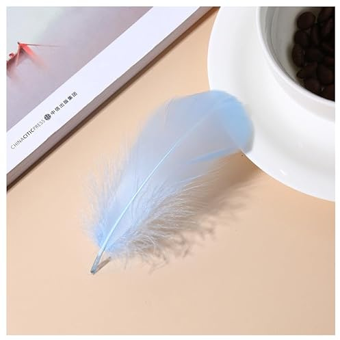 GreatRise 8-12cm Bunte Federn Natürlich Gänsefedern Weich Vogelfedern zum Basteln Maskenfedern Bastelfedern für Masken Hüte Ohrringe Hochzeit Weihnachten Party Dekoration Hellblau 50 Stück