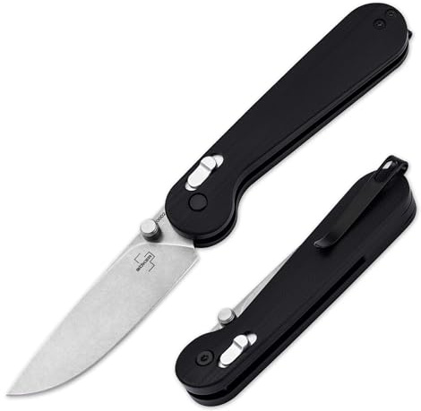 BÖKER PLUS® Hebdo – hochwertiges Einhand Taschenmesser mit Crossbar Lock – legales 1 Hand Klappmesser mit Nitro-V Droppoint Klinge – klappbares Einsatzmesser mit Daumenpin in Nylon Etui