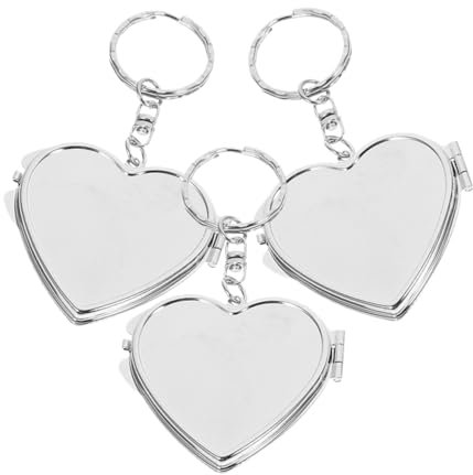 3St Spiegel Brieftasche Light Cosmetic Mirror Chaps Damen walentigtag satchpack Silber Key schlüsselring Schlüsselanhänger selber Machen DIY Schlüsselanhänger Zubehör Metall Silver TENDYCOCO