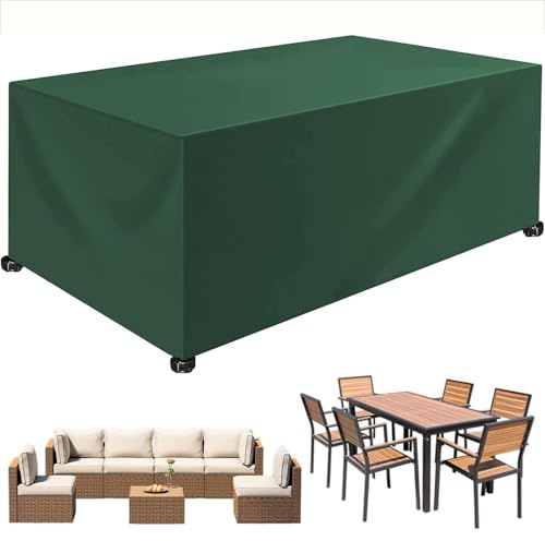 Överdrag för Utemöbler 80 x 290 x 80 cm, Rivsäker, Vattentät, Vindtät, Anti-Uv, Trädgårdsmöbler Cover Möbelset, för Trädgårdsbord Och Stolar, Grön