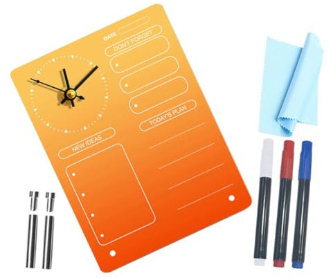 QUMIIRITY Löschtafel Aus Für Schreibtisch To-do-listentafel Für Pläne Schreibtafel Mit Uhr Klare Memo-schreibtafel