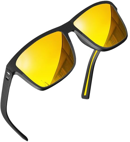 grinderPUNCH Lunettes De Conduite De Nuit Polarisées Anti-Éblouissement Pour Femmes Et Hommes, Lunettes De Vision Nocturne À Verres Jaunes Anti-Éblouissement Pour La Conduite Protection UV