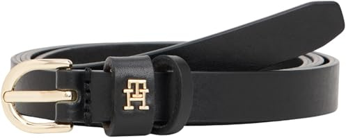Tommy Hilfiger Donna Cintura Essential Effortless 1,5 cm Cintura in Pelle, Nero (Black), 90 cm