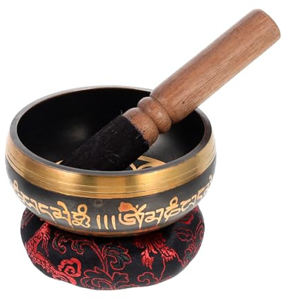 GLSTOY Meditations Zufällige Farbe Klangschale aus Kupfer Satz für Beruhigende Entspannung und Erdung mit Holzstab und Kissen Beim Reisen und Urlaub