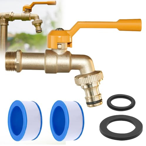1/2 Zoll Wasserhahn Garten, Messing Kugelhahn Aussen Frostsicher -20℃, High Temperature Resistance 120℃, Premium Wasserhahn, Außenwasserhahn mit 2 Trommeldichtband für Garten