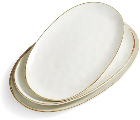 Richmount Ocean Oval Steinzeug Servierplatte 3er Set, Beige