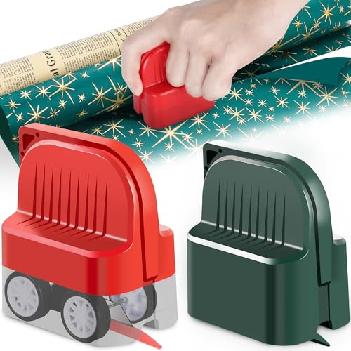 Kayxexc Christmas Wrapping Paper Cutter - 2 Pack, Straight & Neat Paper Roll Cutter For Gift Wrapping, Birthday Holiday Wrapping Supplies, Smooth Cutting Tool For Wrapping Paper Rolls，Tinfoil & Kraft