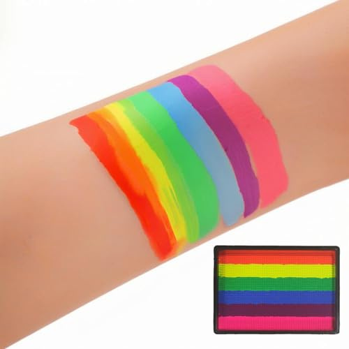 Rainbow Split Cake Palette de couleurs de maquillage arc-en-ciel soluble dans l'eau Peinture corporelle pour maquillage de théâtre Séchage rapide Peinture à base d'eau Peinture corporelle Halloween