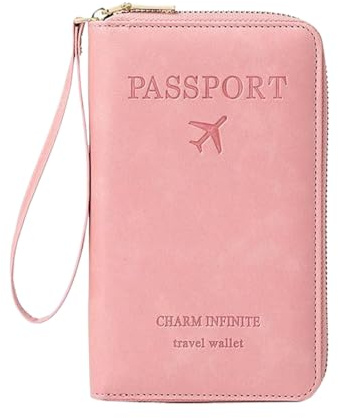 Duvcoywae Portadocumenti da Viaggio Donna,Custodia per Passaporto in Pelle PU con Scomparti Multipli per Carte - Organizzatore Portatile Impermeabile Per Viaggi Documenti E Denaro Uomo Donna