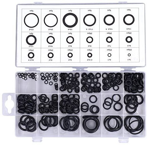 RASTKY Anillos de Sellado de Goma 225PCS O Surtido Juntas de Sellado de Goma Kit de Arandela de Desgaste Multifuncional Anillos Tóricos para Grifo