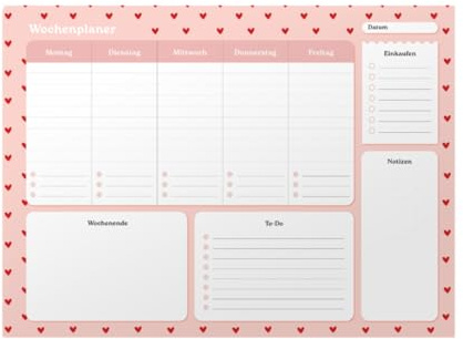 Palaoa® Wochenplaner Block A4 | extradickes 120g/m² Papier | ohne festes Datum | 25 Blatt | Mit Prioritäten, extralanger To-Do-Liste, Einkaufsliste, Notizfeld, freier Wochenendeinteilung und mehr