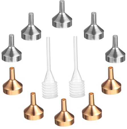 TOYZFRIENDY 12pcs/set Small Funnels Alumina Oxidation Aluminum Easy to Clean Long Time Use Assorted Color for Small Mouthed Bottles Filling
