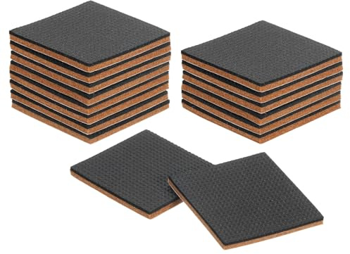 QUARKZMAN 16 stycken självhäftande filttassar – 55 x 55 x 5 mm (L x B x D) möbeltassar filt – kvadrat filtglidare, stol, halkfria dynor för möbler, bord och stolskyddslager – brun + svart