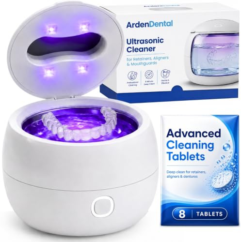 Ultrasonic Retainer Cleaner with UV-C Light for Aligners, Retainers, Dentures & Mouthguards – Daily Deep Cleaning Dental Appliance Machine Portable, Easy to Use at Home & Travel