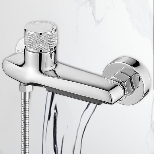 Vaileal Rubinetto Vasca Da Bagno A Cascata Con Termostato E Doccetta, Miscelatore Per Bagno In Lega Di Rame Finitura Grigio Canna Di Fucile, Montaggio A Parete
