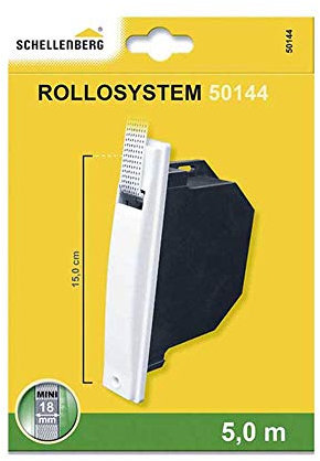 Schellenberg 50144 Rodillo de entrada MINI para cintas de persiana de 16 mm de anchura, Distancia entre taladros: 15 cm, blanco