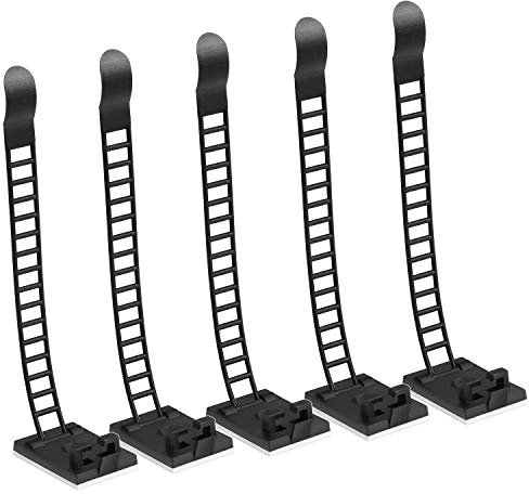 Coolty 100 Pezzi Fascette Clip per Cavo Adesivo Chiusure Lampo Regolabili in Nylon e Clip per Cavi Adesivi