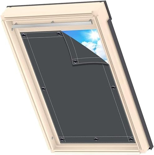 AIYOUVM Rollos zum Bohren Verdunkeln Sie den Raum, Dachfenster Rollo Sonnenschutz mit Saugnäpfen für Windows Velux Roto Solarschutz Wärmereduzierung 120x60cm
