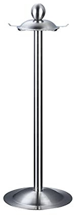 RESOYE Soporte para utensilios de cocina con 6 ganchos, estante giratorio de 360 grados, organizador de utensilios de acero inoxidable plateado, 17,3 pulgadas