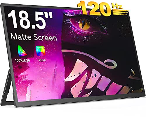 EVICIV Monitor Portatile 18,5 Pollici 120Hz Grande Portable Monitor 1920x1080 FHD IPS con Supporto/VESA/Mini HDMI/USB-C Schermo da Gioco Eye-Care per PC Laptop Telefono Switch Xbo