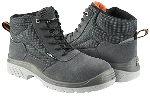 Bellota 72309GJS1P38 - Bota de Seguridad Comp+ Gris S1P de Hombre y Mujer (Talla 38) de Piel Serraje Transpirable, Acolchada y con Zonas Reforzadas Antiabrasión