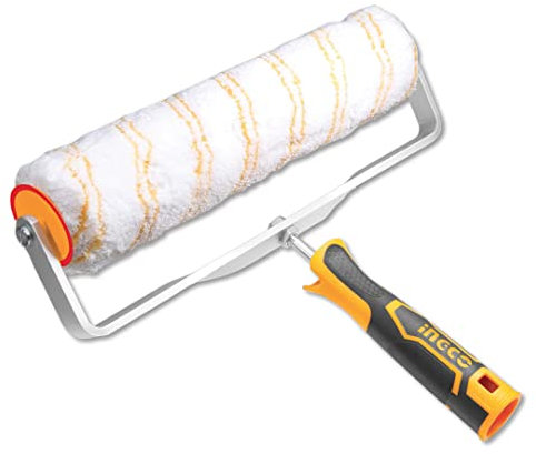 Ingco Hrht093051 Rullo per pittura in microfibra 305 mm con manico professionale Impugnatura Soft Grip Manicotto Extra Large