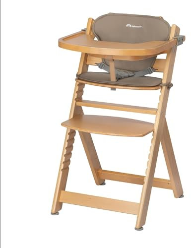 Bebeconfort Timba + Sitzkissen, Kinderhochstuhl Mitwachsend, 6 Monate - 10 Jahre, bis 30 kg, Hochstuhl Baby, Abnehmbares Tablett, Verstellbarer Sitz/Fußstütze, für Timba Baby, Naturholz + Beige