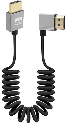 RIIEYOCA 4K Kurzes HDTV zu HDTVS Spiralkabel, 90 Grad rechter Winkel 18Gbps Unterstützung 4K@60Hz, Kompatibel mit Camcordern, Monitoren (Links)