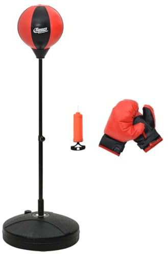 vidaXL Punchingball mit Ständer Handschuhen Pumpe, Boxball für Garaga Keller Fitnessstudio, Boxsack Höhenverstellbar, Standboxsack Boxbirne