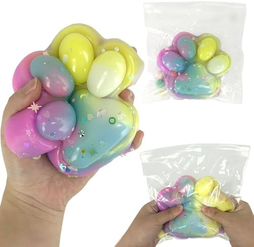 Squishy Toy, ​1 Pcs Big Cat Paw Squeeze Toy, Leksak Squishy Leksak Pinch, Katttass Fidget Klämleksak, Kawaii Stress Squeeze Toy, Anti-stressboll för Vuxna(Colorful XL)
