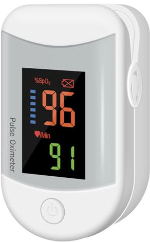 Finger Pulsoximeter Sport, SpO₂ & Pulsfrequenz Messgerät mit OLED Anzeige, Tragbar für Training, Wandern und Freizeit (Weiß, 1 Stück)